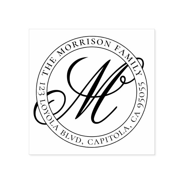 Tampons Encreurs Créez votre propre adresse de famille de monogramm (Impression)