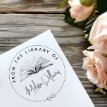 Tampons Encreurs Créez votre propre boîte "À partir de la bibliothè<br><div class="desc">Élevez votre collection de livres avec notre cachet chic en bois plaque, parfait pour les amateurs de livres, les enseignants et les bibliothécaires. Cet élégant timbre d'art en bois présente une illustration de livre ouvert dessinée à la main et entourée d'une bordure circulaire avec un motif en feuilles botaniques, créant...</div>