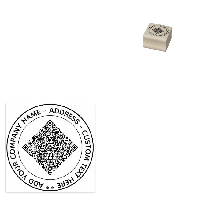 Tampons Encreurs Créez votre propre code QR - Exemple de timbre ron (Tamponné)