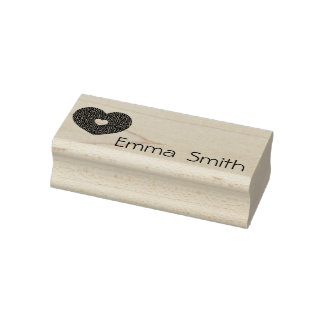 Tampons Encreurs Créez votre propre coeur de nom Wood Art Stamp