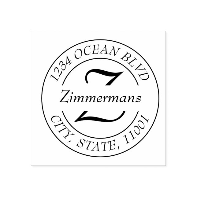 Tampons Encreurs Créez votre propre Monogramme moderne simple rond (Impression)