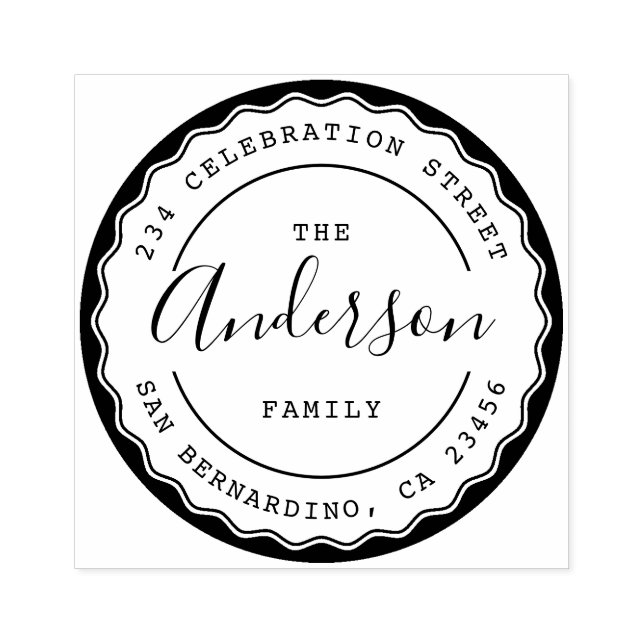 Tampons Encreurs Créez votre propre nom de famille arrondi Adresse  (Impression)