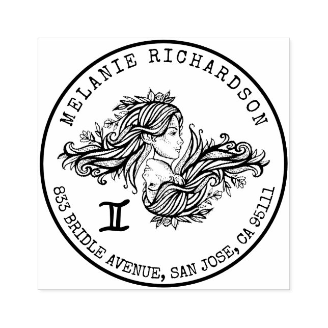 Tampons Encreurs Crête Gemini Zodiac dessinée à la main | Adresse d (Impression)