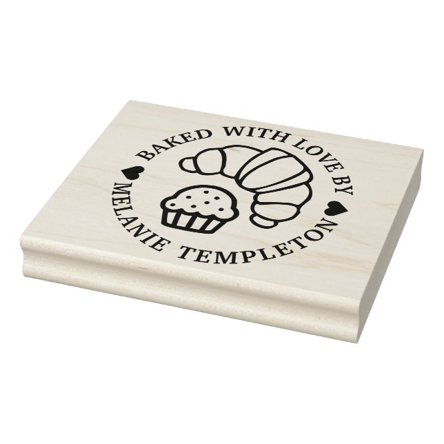 Tampons Encreurs Croissant Muffin Round "Baked With love by" Nom (Tampon)