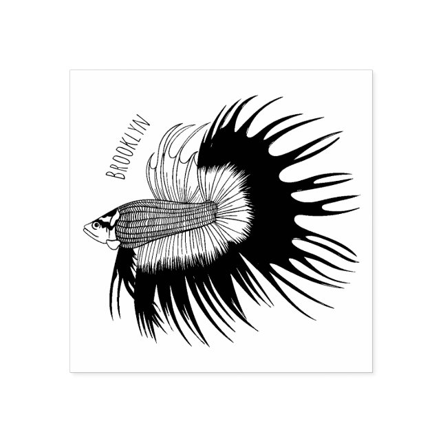 Tampons Encreurs Crowntail betta fish dessin animé (Impression)