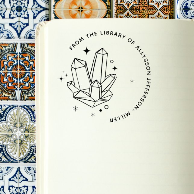 Tampons Encreurs Crystals Nom Personnalisé Élégant De La Bibliothèq (Créateur téléchargé)