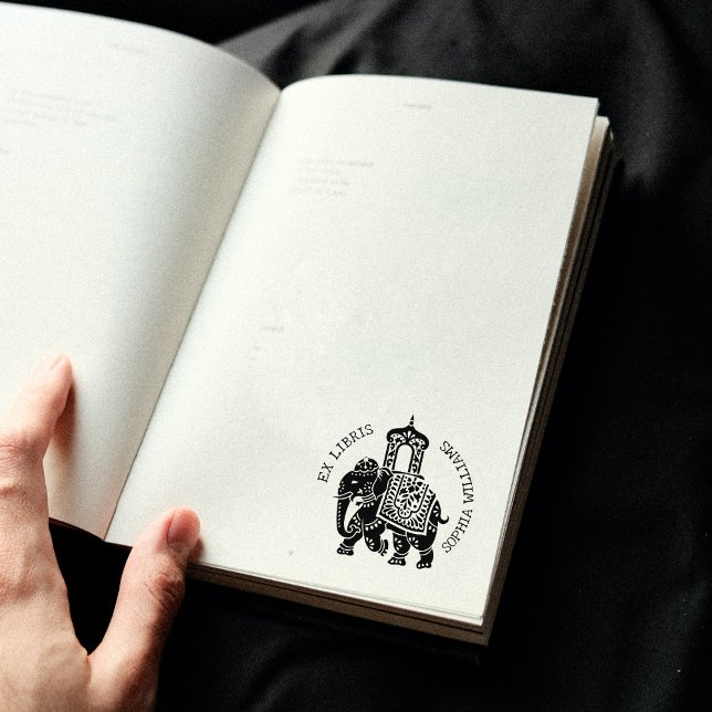 Tampons Encreurs Custom Ex Libris, Livre des éléphants indiens (Créateur téléchargé)