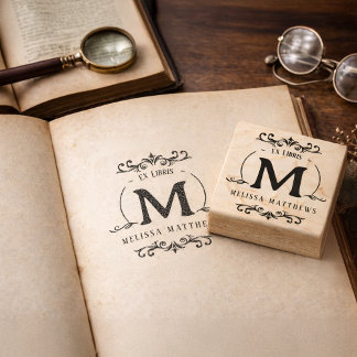 Tampons Encreurs Custom Ex Libris Monogram Book Plate