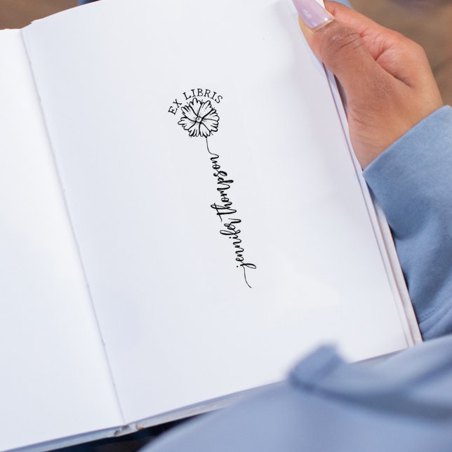 Tampons Encreurs Custom Ex Libris, Script Flower Book  (Créateur téléchargé)