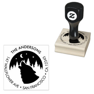 Tampons Encreurs Custom Family Name Wolf Moon Return Wood Art Stamp