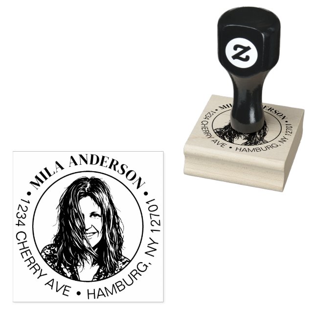 Tampons Encreurs Custom Photo, Name and Return Wood Address  (Tamponné)