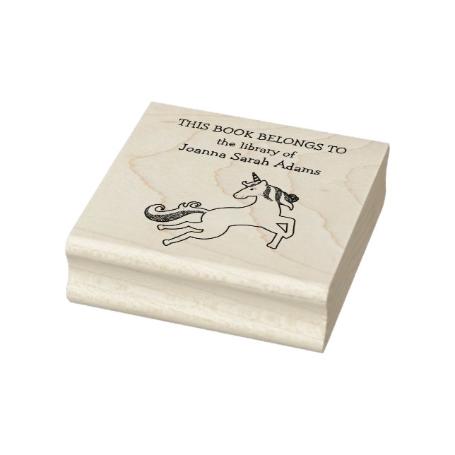 Tampons Encreurs Cute Book Ex Libris Licorne Appartient Nom Bibliot (Tampon)