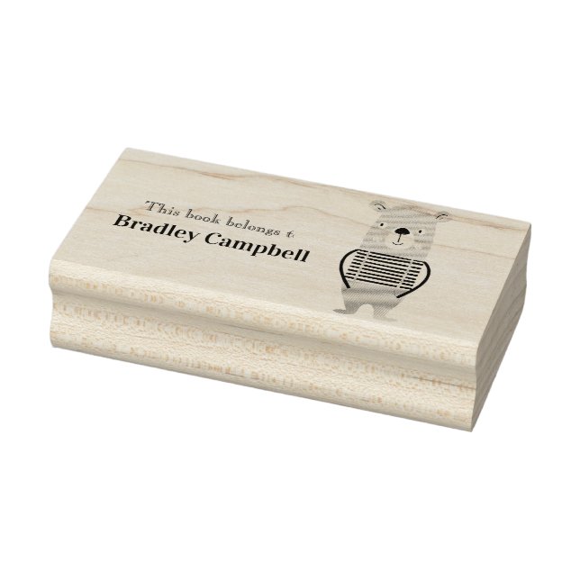 Tampons Encreurs Cute Boy Bear Livre Personnalisé Appartient Au Cao (Tampon)