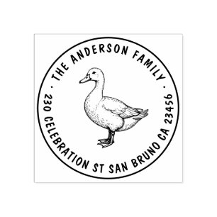 Tampons Encreurs Cute Canard Nom de famille Ronde Adresse de retour