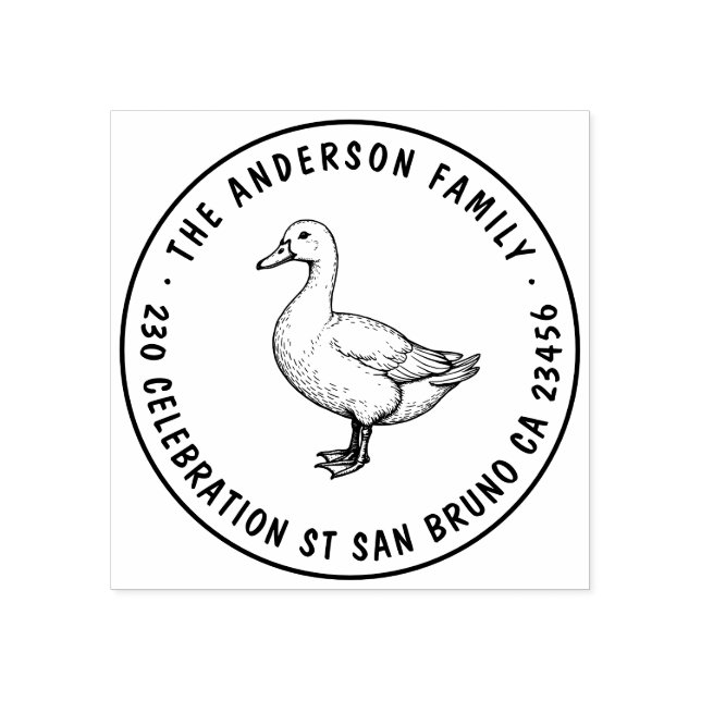 Tampons Encreurs Cute Canard Nom de famille Ronde Adresse de retour (Impression)