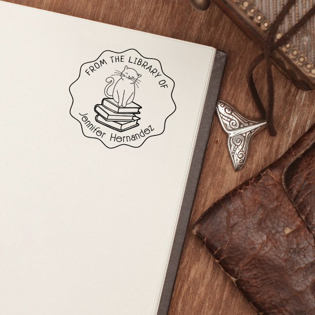 Tampons Encreurs Cute Cat and Books, From the Library Of,  (Créateur téléchargé)