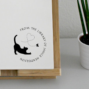 Tampons Encreurs Cute Cat Élégant Livre Simple De La Bibliothèque D