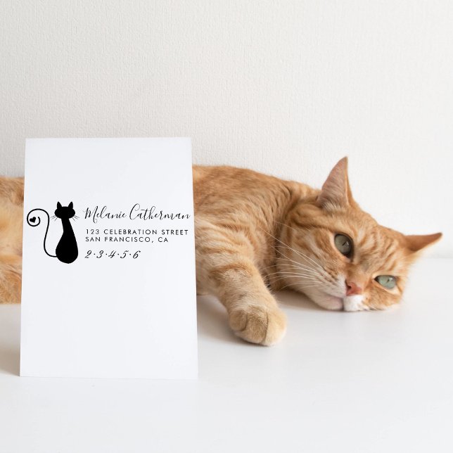 Tampons Encreurs Cute Chat & Coeur | Nom et adresse de retour perso (Créateur téléchargé)