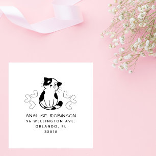 Tampons Encreurs Cute Chat & Coeurs Adresse de retour personnalisée