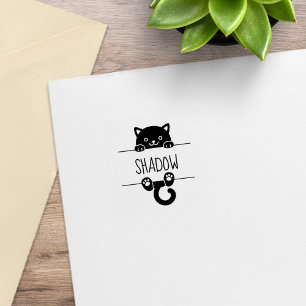 Tampons Encreurs Cute Chat Noir Pékin Nom personnalisé 1x1