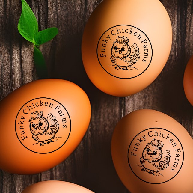 Tampons Encreurs Cute Fluffy Poulet Dooden Famille Étiquette d'oeuf (Créateur téléchargé)