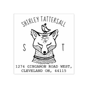 Tampons Encreurs Cute Fox Animal Monogramme & Nom Adresse de retour