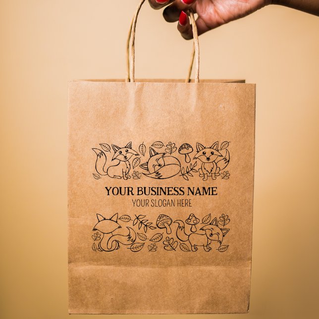 Tampons Encreurs Cute Fox Automne Motif Custom Business, Grand (Créateur téléchargé)