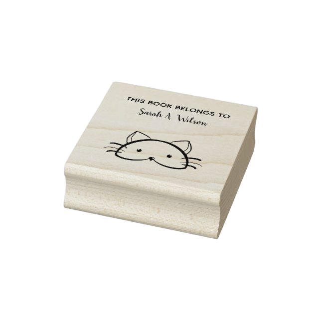 Tampons Encreurs Cute Funny Chat Book Appartient à une plaque perso (Tampon)
