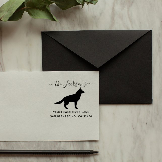 Tampons Encreurs Cute German Shepherd Chien Famille Adresse de reto (Créateur téléchargé)