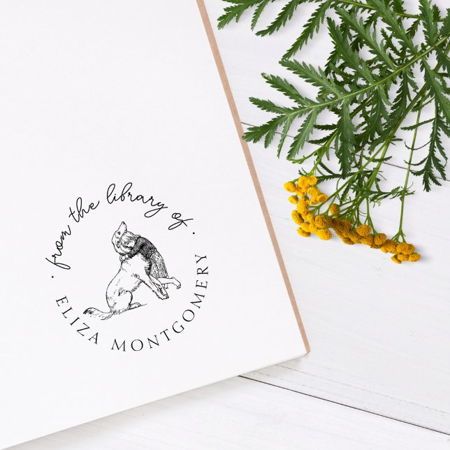 Tampons Encreurs Cute Girl and Dog Custom Library Livres (Créateur téléchargé)