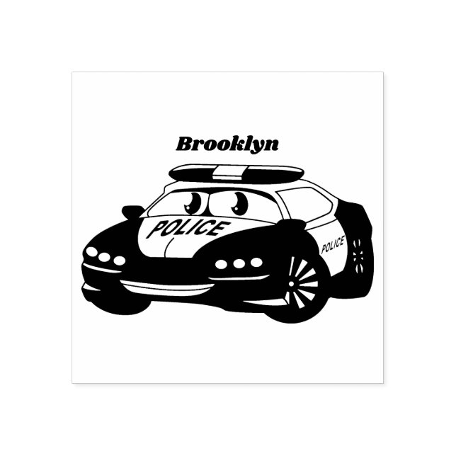Tampons Encreurs Cute happy police car cartoon illustration (Impression)