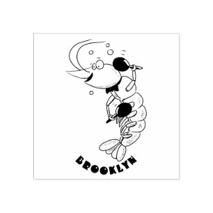 Tampons Encreurs Cute happy shrimp, dessin animé de crevettes