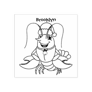 Tampons Encreurs Cute joyeux homard portant le dessin du casquette 