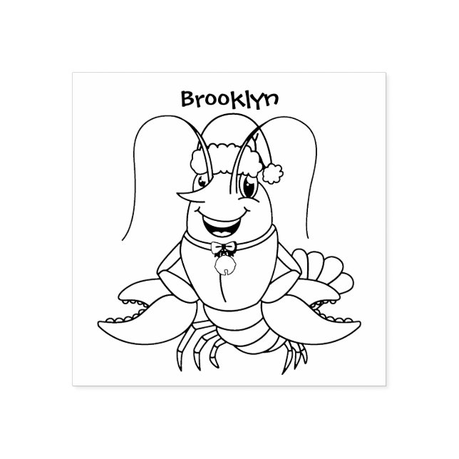 Tampons Encreurs Cute joyeux homard portant le dessin du casquette  (Impression)