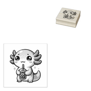 Tampons Encreurs Cute Kawaii Axolotl avec thé à bulle