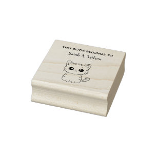 Tampons Encreurs Cute Kawaii Cat Book Belongs Personnalisent Bookpl
