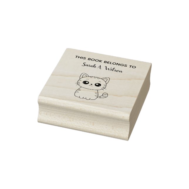 Tampons Encreurs Cute Kawaii Cat Book Belongs Personnalisent Bookpl (Tampon)