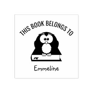 Tampons Encreurs Cute Kids Owl sur le livre Ce livre appartient à N