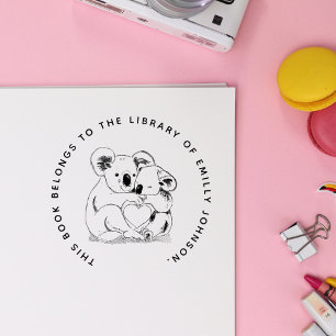 Tampons Encreurs Cute Koala Bear Bibliothèque moderne simple Livre