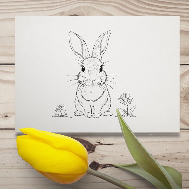 Tampons Encreurs Cute Ligne Rabbit Art (Cute Rabbit Line Art Rubber Stamp)