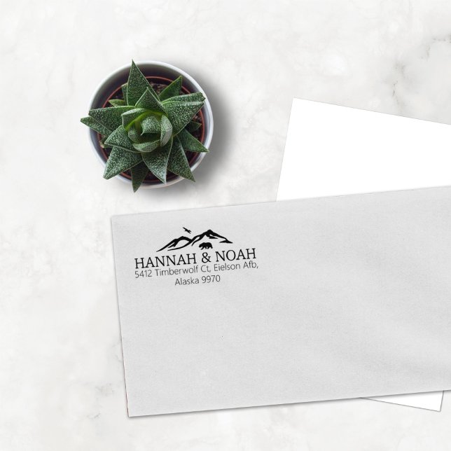 Tampons Encreurs Cute Mountain Bear Couple Adresse de retour (Créateur téléchargé)