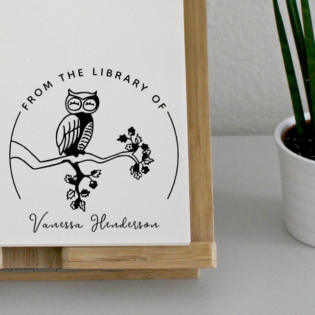 Tampons Encreurs Cute Owl De La Bibliothèque De Livres Personnalisé (Créateur téléchargé)