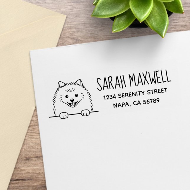 Tampons Encreurs Cute Pomeranian Dog Return Address (Créateur téléchargé)