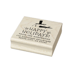 Tampons Encreurs Cute Snowman Happy Holidays Nom et adresse de reto