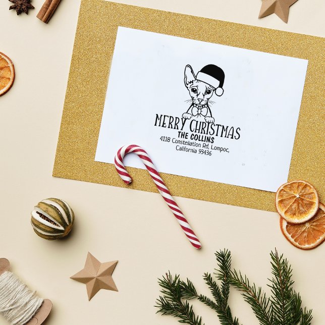 Tampons Encreurs Cute Sphinx Chat Retour Adresse Noël (Créateur téléchargé)