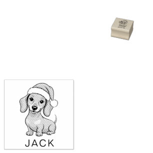 Tampons Encreurs Dachshund personnalisé avec chapeau de Père Noël N