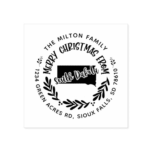 Tampons Encreurs dakota sud joyeux noël adresse de retour (Impression)
