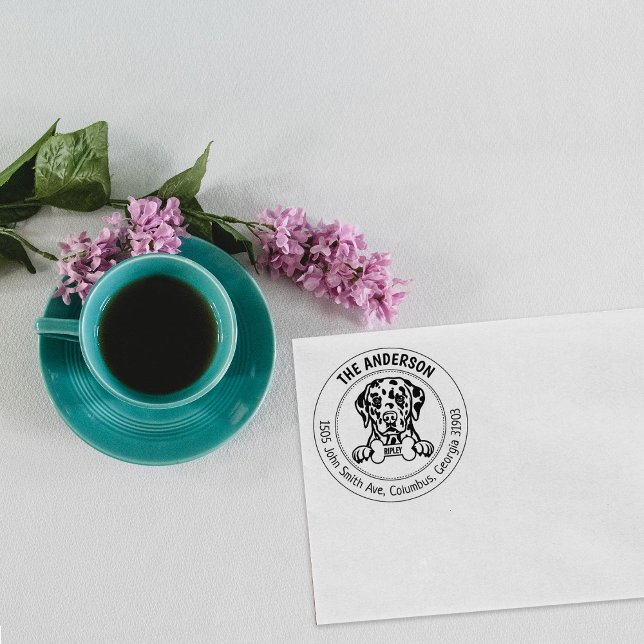 Tampons Encreurs Dalmatie Chien Retour Adresse Famille (Créateur téléchargé)