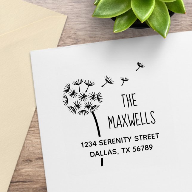 Tampons Encreurs Dandelion Flower Parachutes Adresse de famille (Créateur téléchargé)