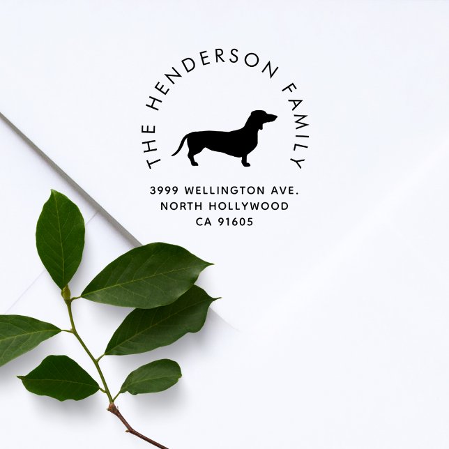 Tampons Encreurs Daschhund Sausage Dog Custom Family Return Address (Créateur téléchargé)